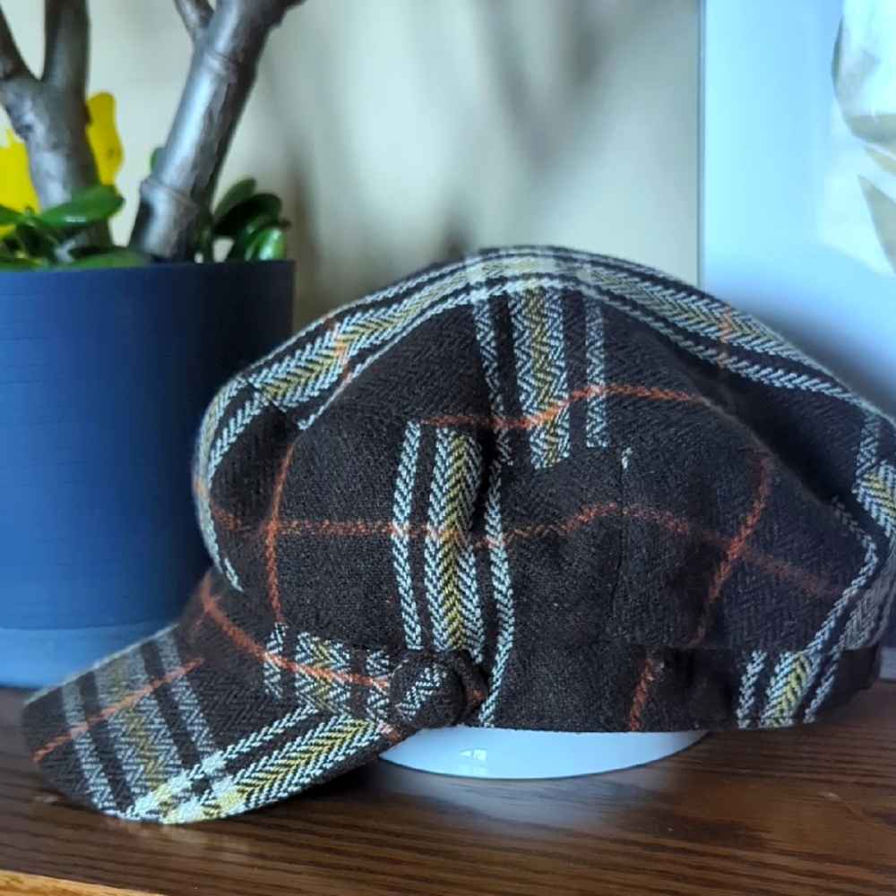 Brown Plaid Schoolboy Hat